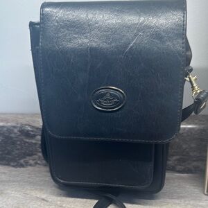 Kolta Black Messenger Bag with Front Flap and Embossed Logo